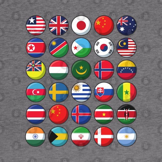 International Flags of the World 30 Countries Circles by DetourShirts